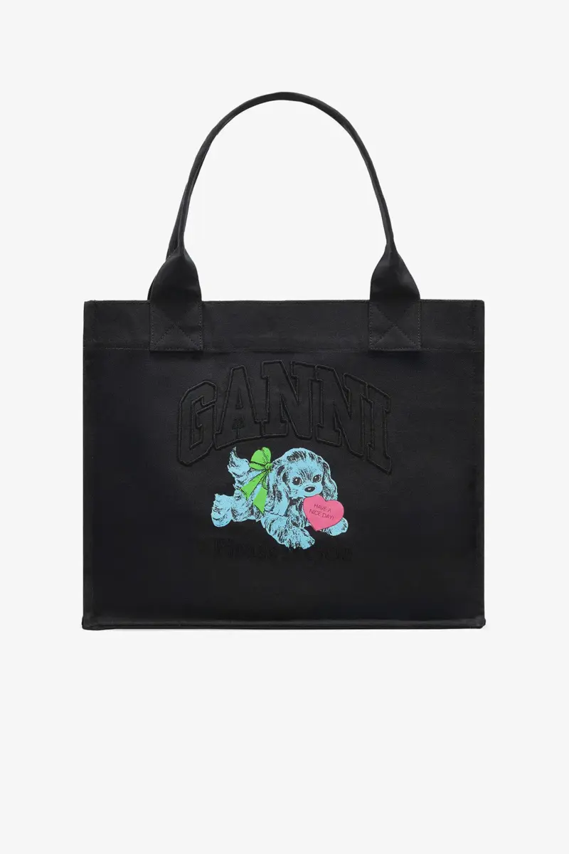 Black Puppy Large Tote