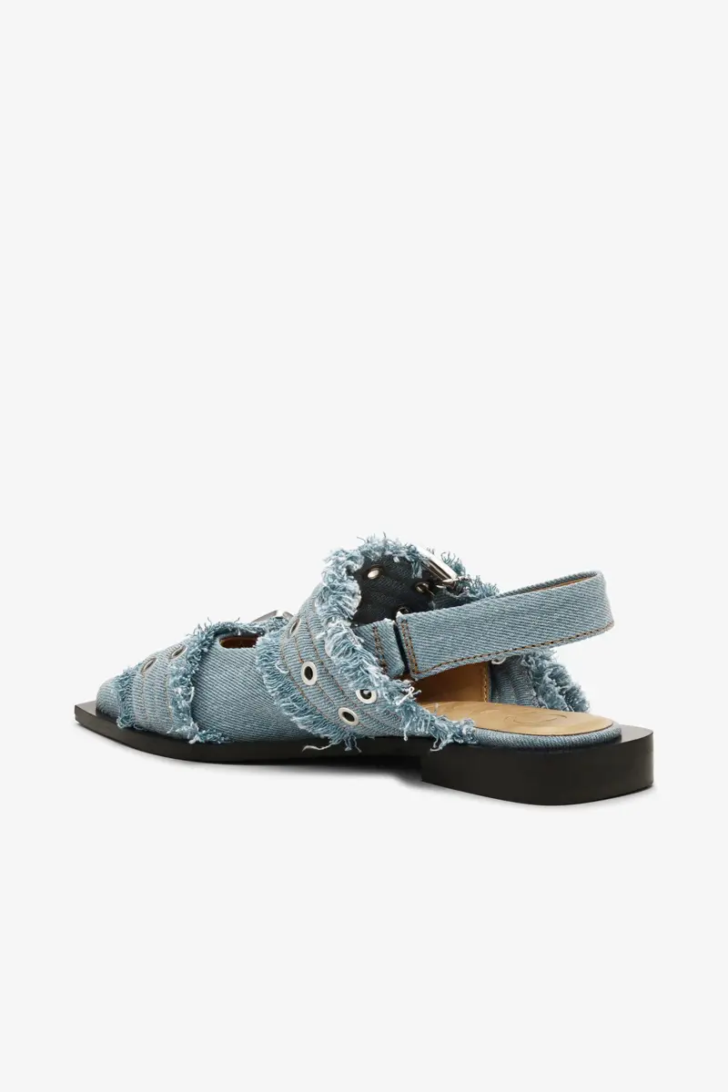Feminine Buckle Ballerinas in Denim with Charms Feminine Buckle Ballerinas in Denim with Charms
