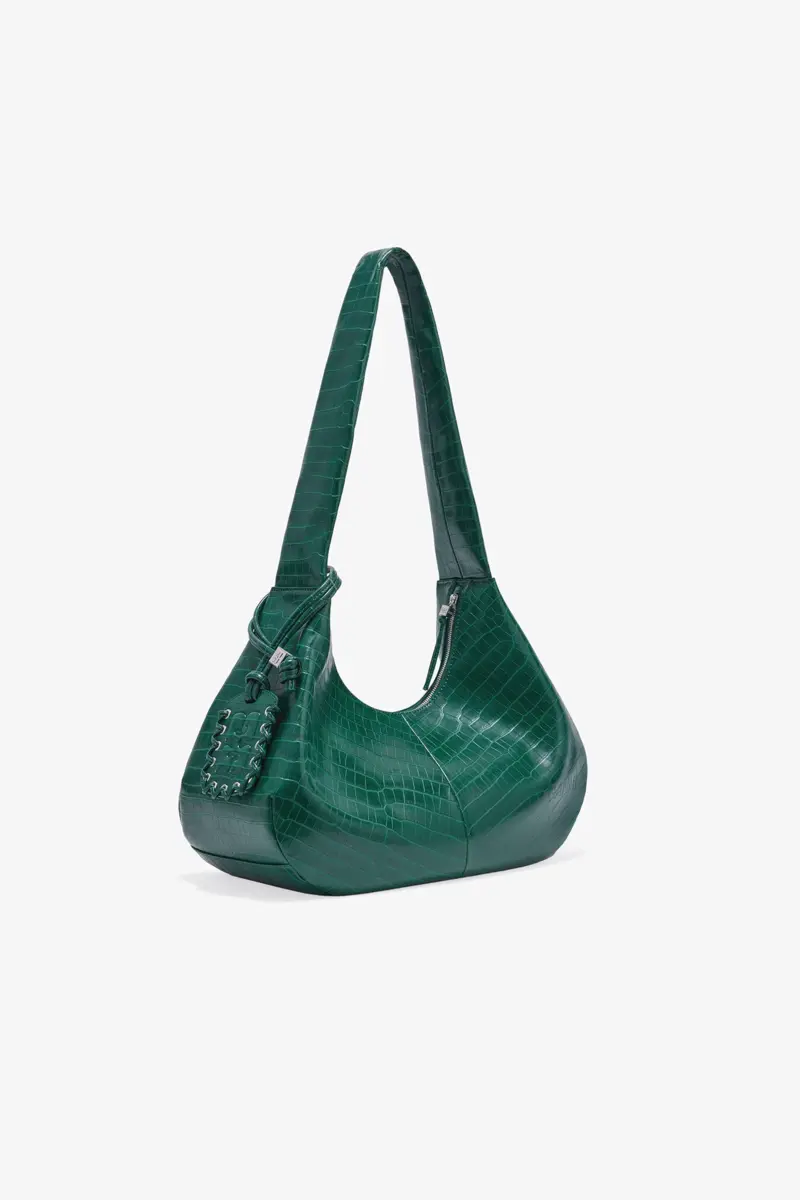 Green Croco Medium Hobo Bag