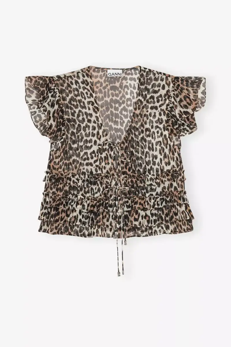 Leopard Chiffon Ruffle Blouse Leopard Chiffon Ruffle Blouse